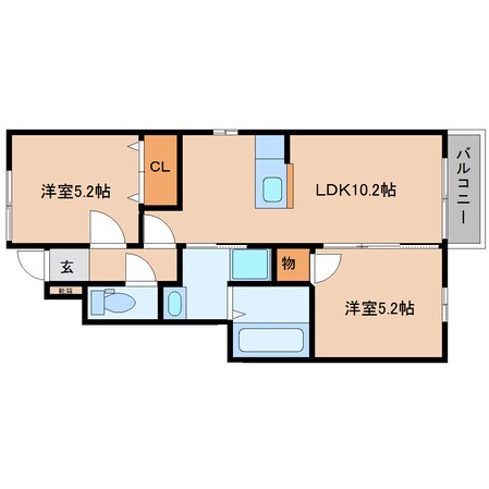 忍海駅 徒歩2分 1階の物件間取画像